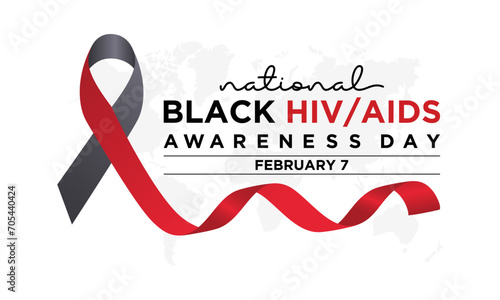 Black HIV/AIDS Awareness Day observed every year of 7th february. Vector health banner, flyer, poster and social medial template design.