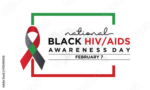 Black HIV/AIDS Awareness Day observed every year of 7th february. Vector health banner, flyer, poster and social medial template design.
