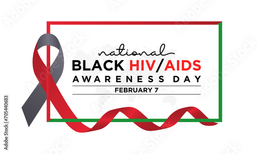Black HIV/AIDS Awareness Day observed every year of 7th february. Vector health banner, flyer, poster and social medial template design.