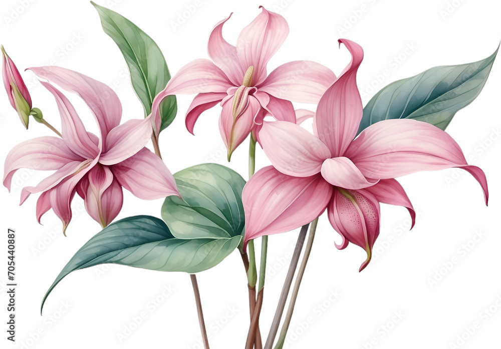 Watercolor painting of Medinilla flower. Watercolor painting of Medinilla flower.
