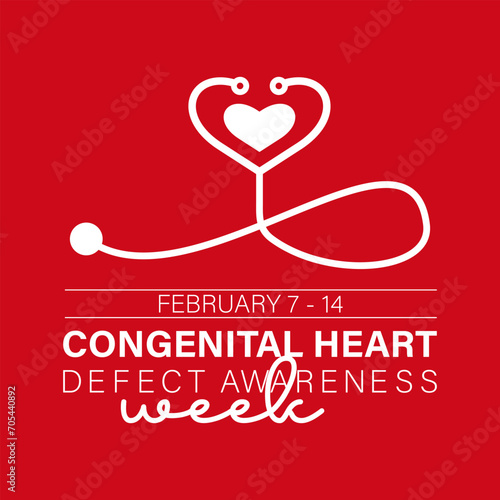 Congenital Heart Defect Awareness Week observed every year in month of february. Vector health banner, flyer, poster and social medial template design.