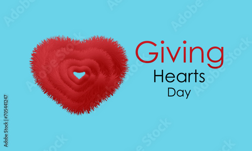 Giving Hearts Day celebrated every year on February 8. Vector banner, flyer, poster and social medial template design.