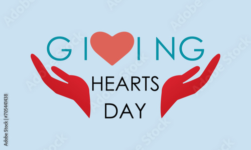 Giving Hearts Day celebrated every year on February 8. Vector banner, flyer, poster and social medial template design.