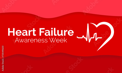 Heart Failure Awareness Week observed every year of february. Vector health banner, flyer, poster and social medial template design.