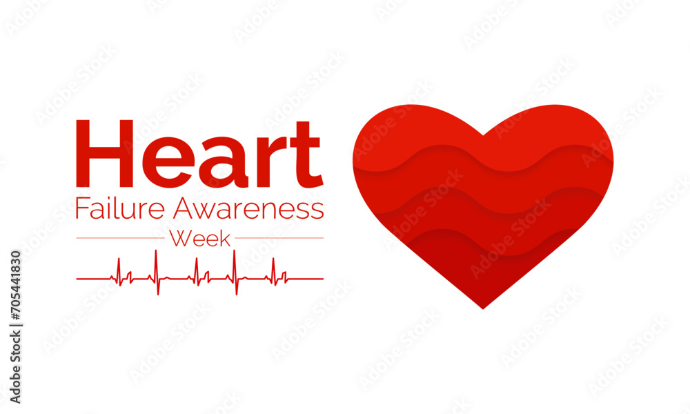 Heart Failure Awareness Week observed every year of february. Vector health banner, flyer, poster and social medial template design.