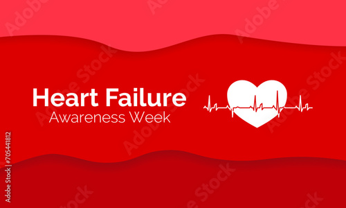 Heart Failure Awareness Week observed every year of february. Vector health banner, flyer, poster and social medial template design.