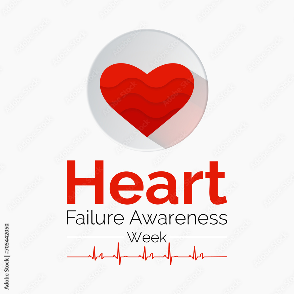 Heart Failure Awareness Week observed every year of february. Vector health banner, flyer, poster and social medial template design.