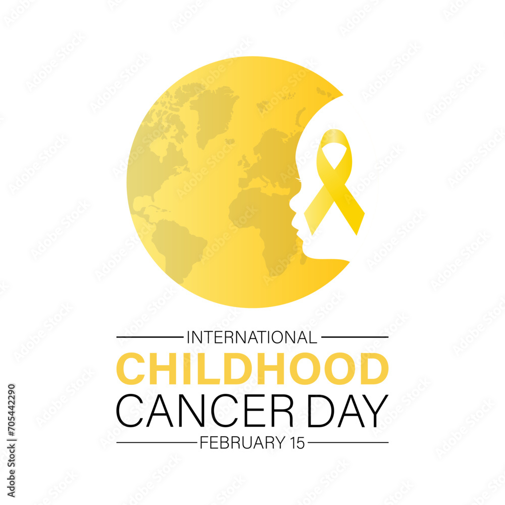 Obraz premium International Childhood Cancer Day observed every year on february 15. Vector health banner, flyer, poster and social medial template design.