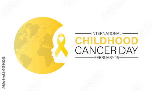 International Childhood Cancer Day observed every year on february 15. Vector health banner, flyer, poster and social medial template design.