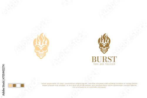 burning skull logo design