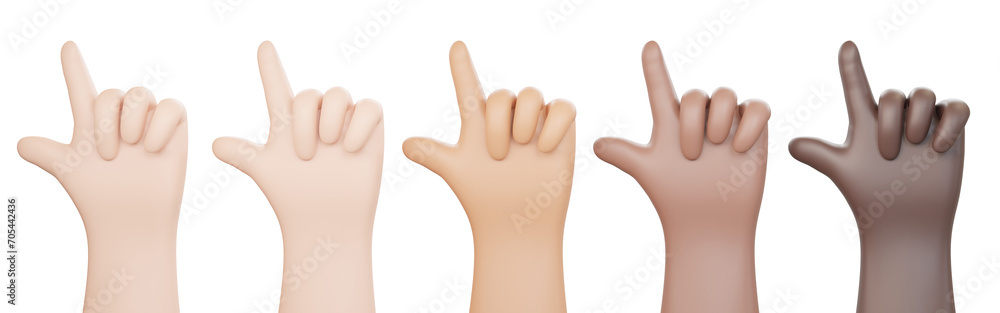 3D illustration of hands with different skin colors doing perfect hand sign on transparent background 3D illustration of hands with different skin colors doing perfect hand sign on transparent background