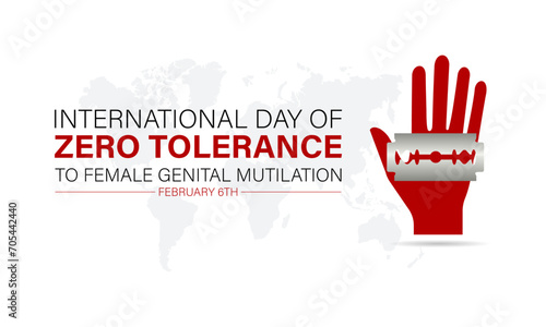 International Day of Zero Tolerance to Female Genital Mutilation celebrated every year on 6th February. Vector banner, flyer, poster and social medial template design.
