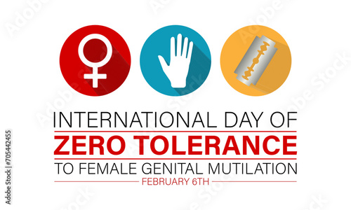 International Day of Zero Tolerance to Female Genital Mutilation celebrated every year on 6th February. Vector banner, flyer, poster and social medial template design.