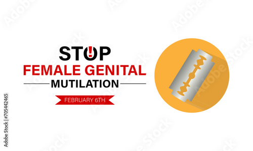 International Day of Zero Tolerance to Female Genital Mutilation celebrated every year on 6th February. Vector banner, flyer, poster and social medial template design.