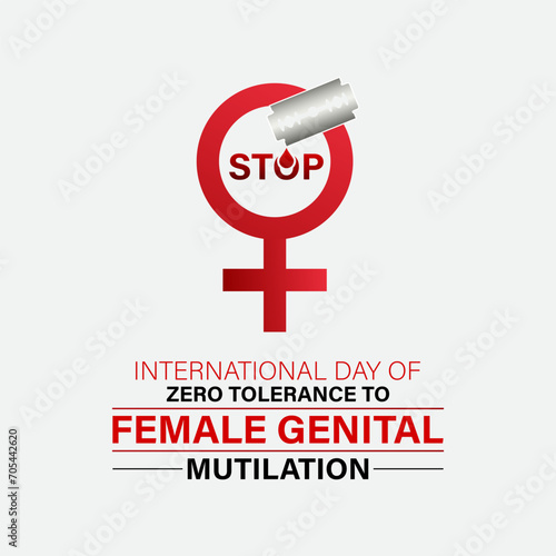 International Day of Zero Tolerance to Female Genital Mutilation celebrated every year on 6th February. Vector banner, flyer, poster and social medial template design.