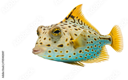 Majestic Cowfish in Crystal Clear Waters Isolated on Transparent Background PNG.