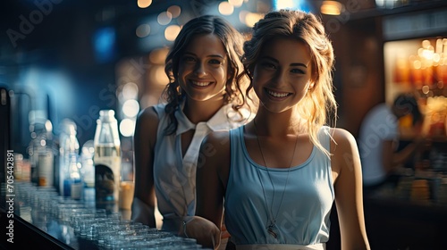 Wallpaper Mural Beautiful young woman barista in apron smiling while working in cafe Torontodigital.ca