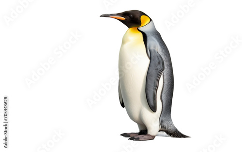 The Regal Stature of an Emperor Penguin on Glacial Perch Isolated on Transparent Background PNG.