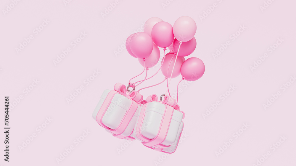 핑크 풍선과 선물 상자 Pink Balloons Gift Box