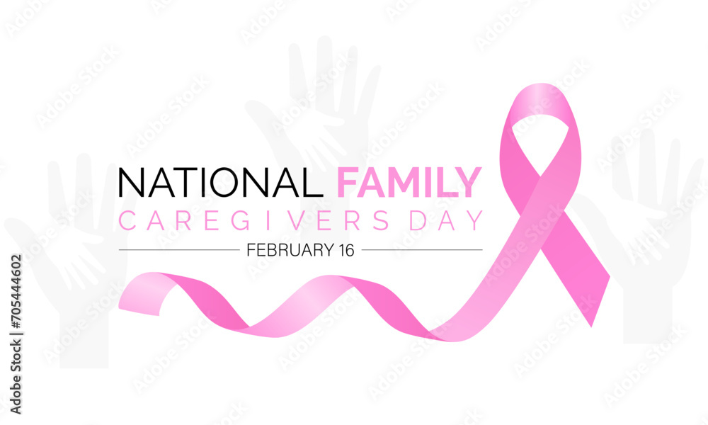 Obraz premium National Caregivers Day observed every year of 16th february, Vector health banner, flyer, poster and social medial template design.