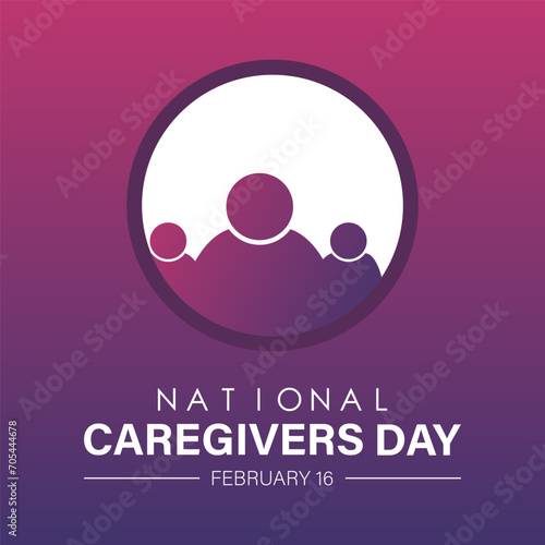 National Caregivers Day observed every year of 16th february, Vector health banner, flyer, poster and social medial template design.