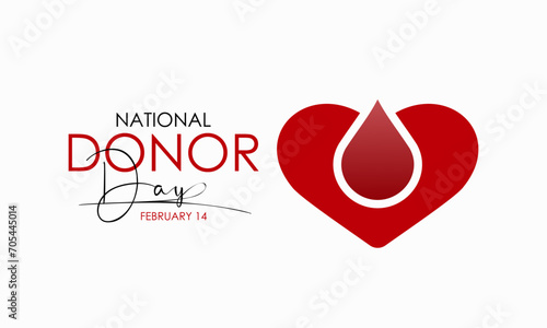 National Donor Day observed every year on february 14. Vector health banner, flyer, poster and social medial template design.