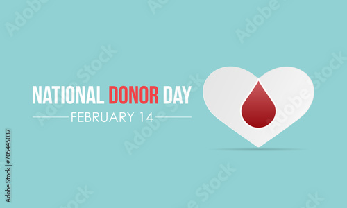 National Donor Day observed every year on february 14. Vector health banner, flyer, poster and social medial template design.