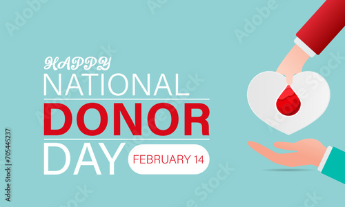 National Donor Day observed every year on february 14. Vector health banner, flyer, poster and social medial template design.