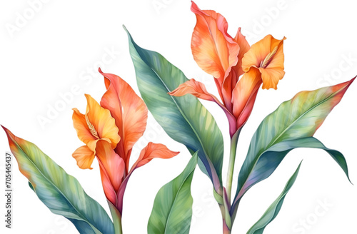 Watercolor painting of Canna flower.  photo