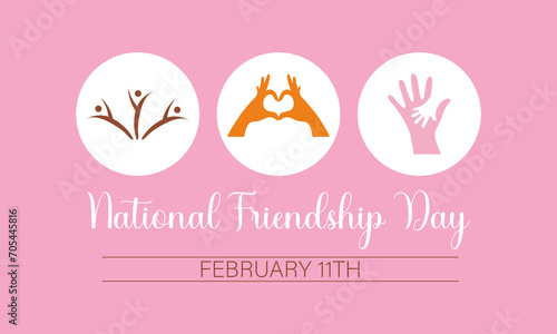 National Friendship Day February celebrated on 11th February. Vector banner, flyer, poster and social medial template design.