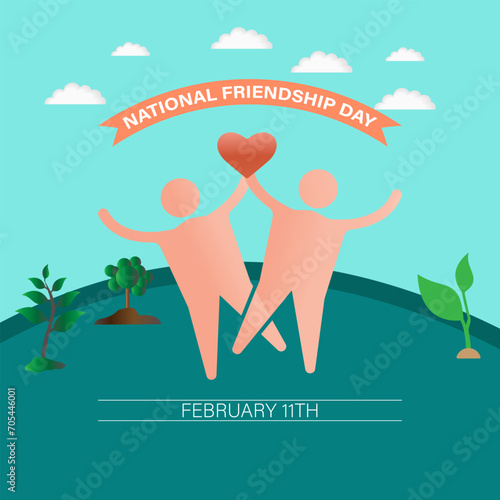 National Friendship Day February celebrated on 11th February. Vector banner, flyer, poster and social medial template design.