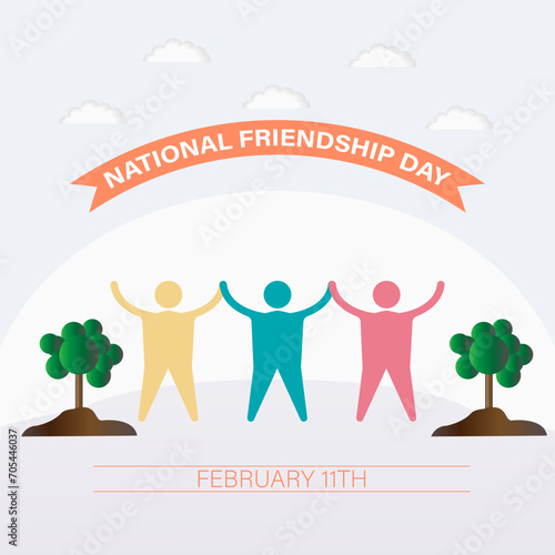 National Friendship Day February celebrated on 11th February. Vector banner, flyer, poster and social medial template design.