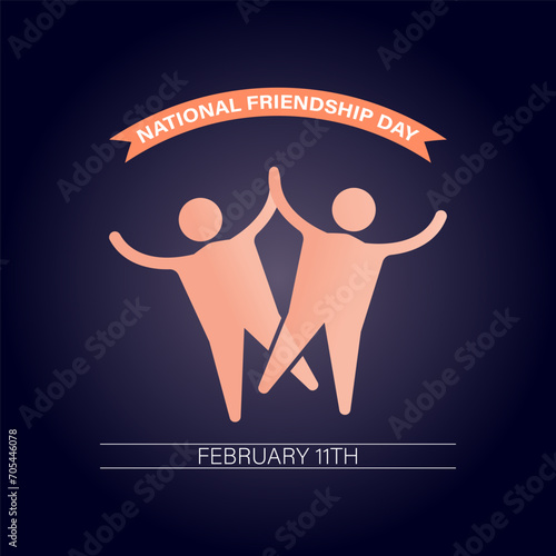 National Friendship Day February celebrated on 11th February. Vector banner, flyer, poster and social medial template design.