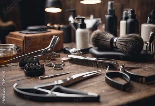 various barbershop implements in order