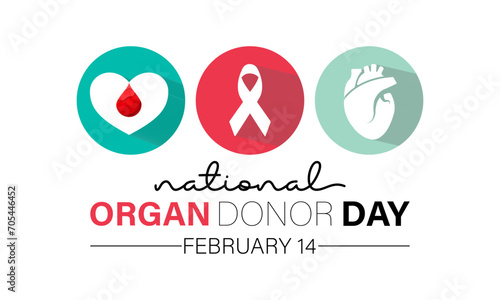 Organ Donor Day observed every year on february 14. Vector health banner, flyer, poster and social medial template design.