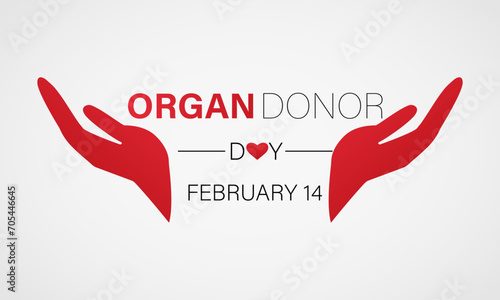 Organ Donor Day observed every year on february 14. Vector health banner, flyer, poster and social medial template design.