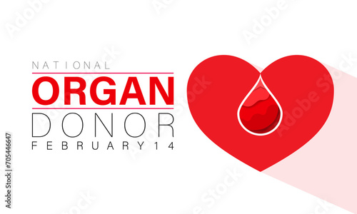 Organ Donor Day observed every year on february 14. Vector health banner, flyer, poster and social medial template design.