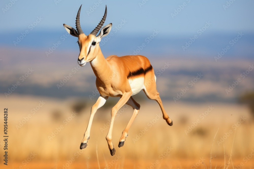 Fototapeta premium An Antelope jumping in the air