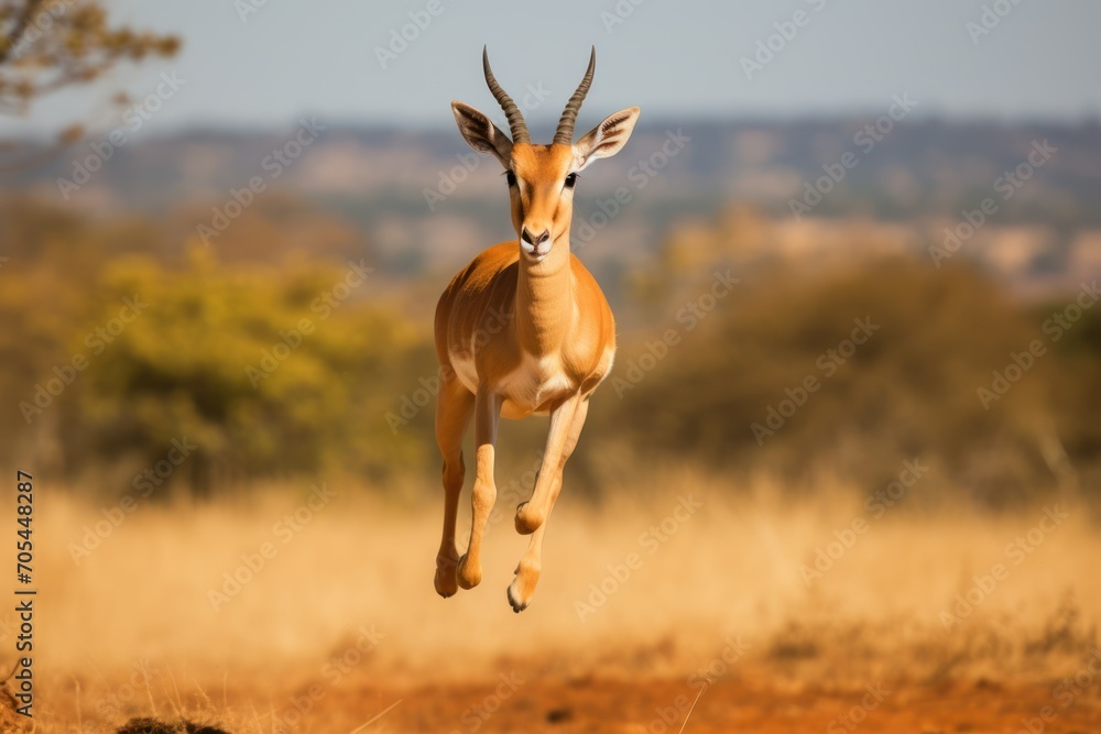 Naklejka premium An Antelope jumping in the air