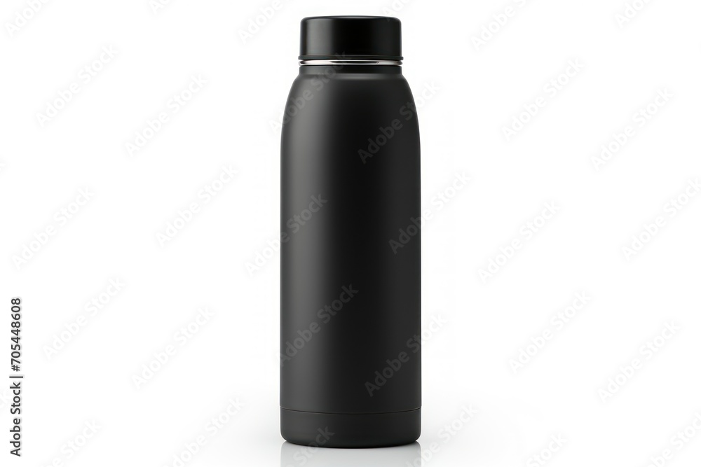 Black thermos bottle isolated on white background Black thermos bottle isolated on white background