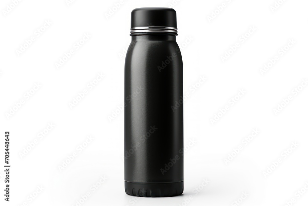 Black thermos bottle isolated on white background Black thermos bottle isolated on white background