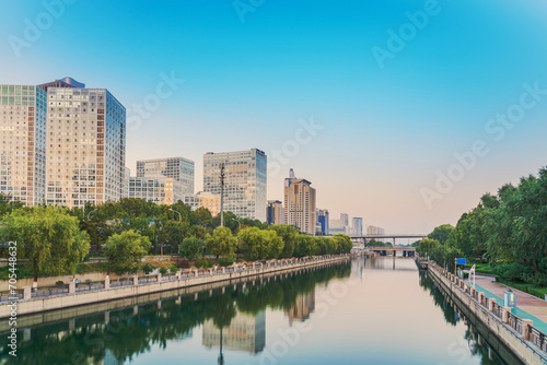 The modern urban architecture skyline and ancient canal scenery of Beijing  the capital of China
