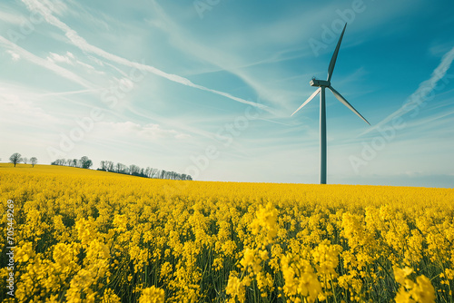 Wind turbine in a yellow flower field © Olivia
