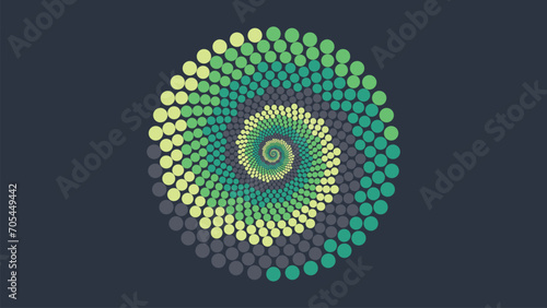 Abstract spiral dotted simple urgency round background.