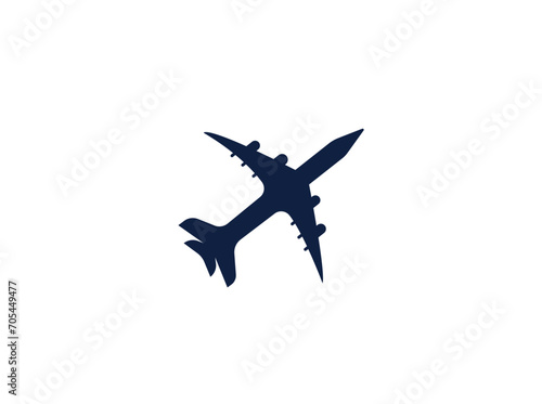 Airplane icon takeoff logo, Silhouette shape graphic simple plain clipart symbol.