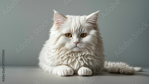 Wallpaper Mural the beauty of simplicity by capturing the White Persian Cat in minimalist poses on a solid color background Torontodigital.ca