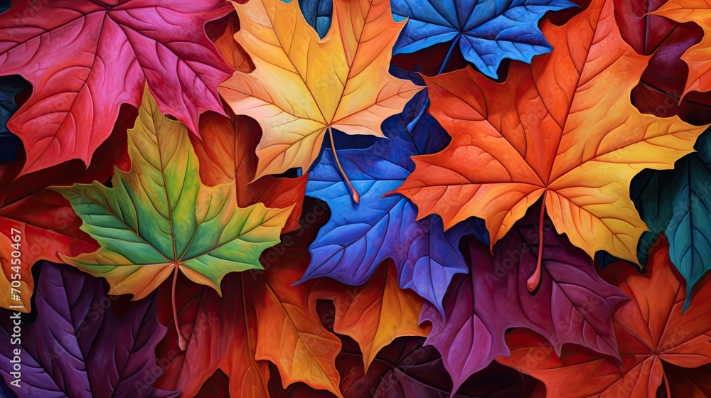 Autumn maple leaves background.. Generative AI