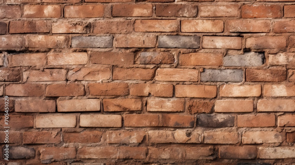 Brick Wall Close-Up. Generative AI Brick Wall Close-Up. Generative AI