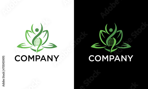 Creative Lotus flowers with Yoga Leaf Logo Design Icon. Dna Wellness Logo Icon Vector Stock