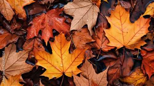 Fallen autumn leaves. Generative AI